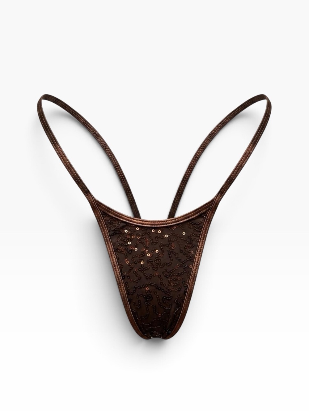 Brown Sequin Embellished Micro Bikini Bottom